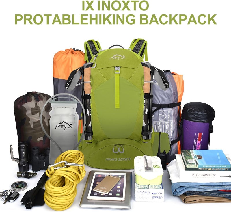 INOXTO IX Hiking Backpack, Waterproof Hiking Daypack with 3L Water Bladder and Rain Cover, Lightweight Travel Camping Backpack for Men Women (Fruit Green) - Image 5